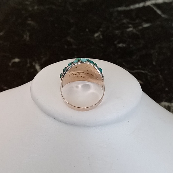 Antique beautiful turquoise more than 100 years old on a gold ring. - Picture 4 of 5